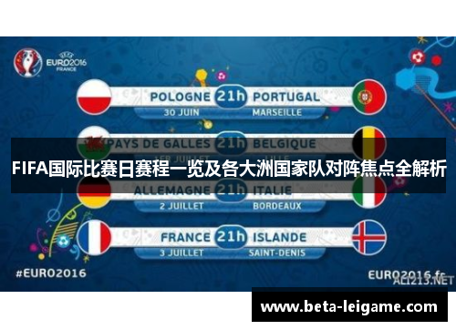 FIFA国际比赛日赛程一览及各大洲国家队对阵焦点全解析